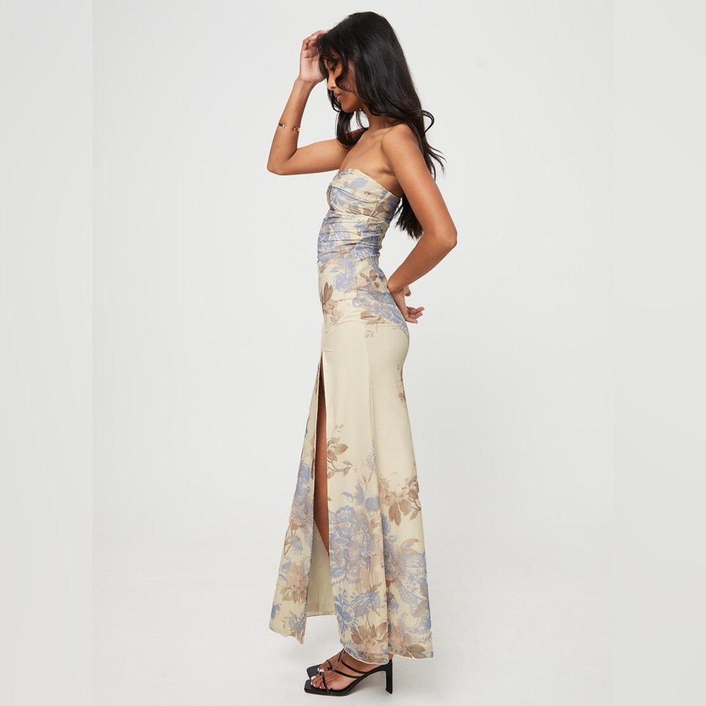 Princess Polly Kyanne High Split Maxi Dress Cream Multi - Picture 4 of 5